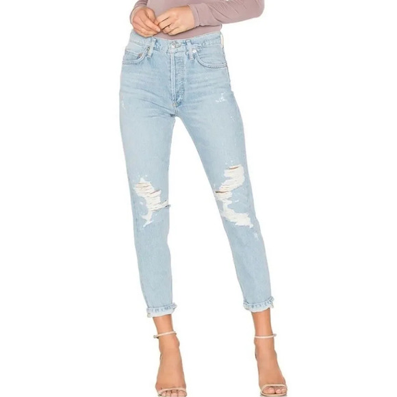 AGOLDE Jamie High Rise Classic Ever More 2 Light Blue Jeans - Picture 1 of 12